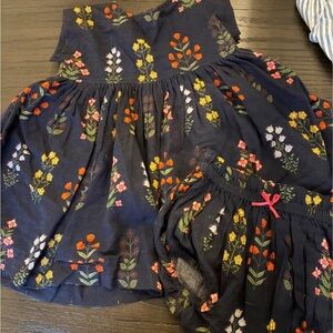 Pink Chicken Floral Baby Dress and Bloomers Set